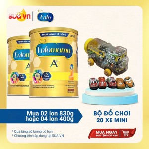 Bộ 2 Sữa Enfamama A+ vani 830g tặng bộ đồ chơi 20 xe mini cho bé
