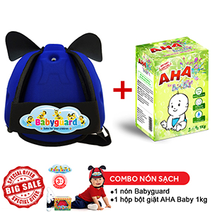 Combo Nón Bảo Vệ Bé Babyguard Xanh bích và hộp Bột giặt cao cấp AHA BABY 1kg