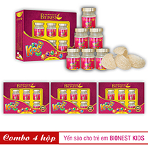 Bộ 4 hộp Yến sào Bionest Kids cao cấp - Quà tặng cho bé biếng ăn 6 lọ